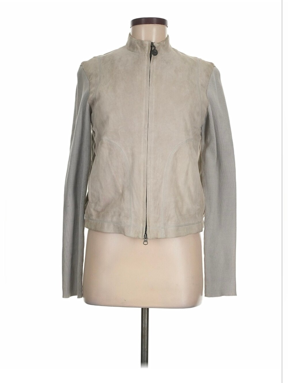 Vtg RENE LEZARD GERMANY Buttery Soft Thin Real Leather Jacket Knit Sleeves US S